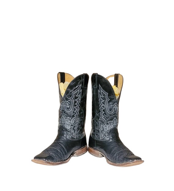 Vintage Men Black Leather Cowboy Boots By Cavende… - image 8