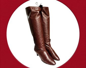 Women Vintage Leather Ox Blood Boots By Joyce California Size 8.5M/Women Zipper Boots/ Women Tall Boots