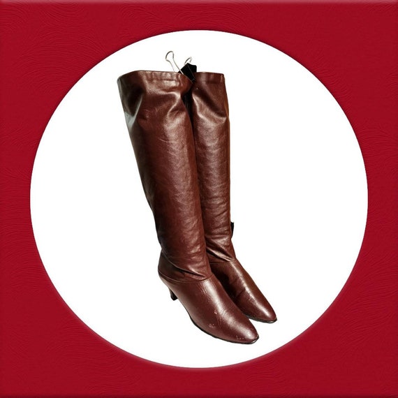 Women Vintage Leather Ox Blood Boots By Joyce Cal… - image 1