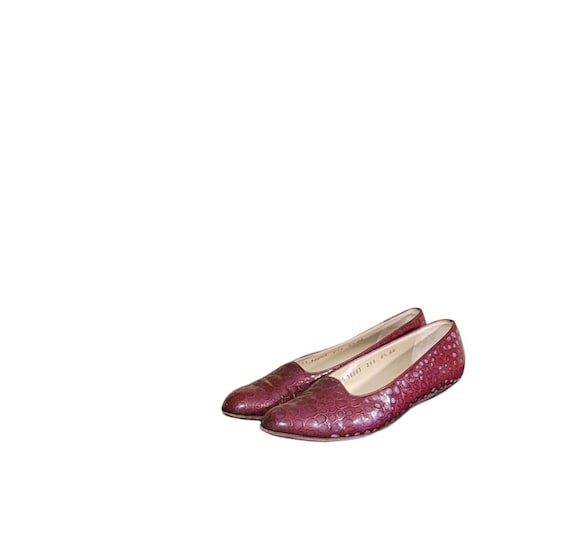 Women Vintage Burgundy Loafers by Salvatore Ferragamo Size 8.5aa/women  Designer Loafers/women Leather Loafers 