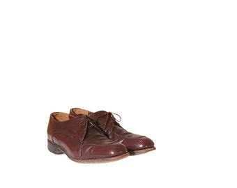 Vintage Burgundy Leather Oxford Dress Shoes, Men's Size 9.5 EEE