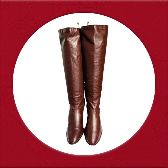 Women Vintage Leather Ox Blood Boots By Joyce Cal… - image 3