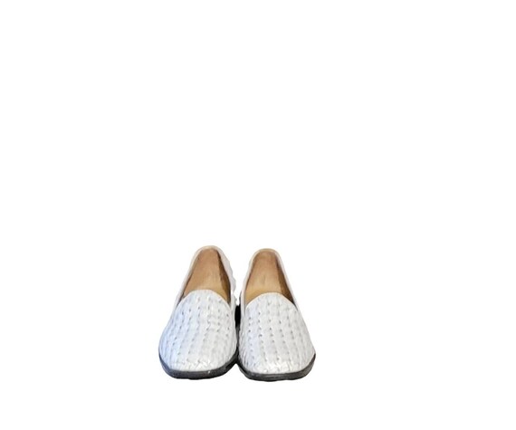 Women Vintage Leather White Woven Loafers By Ipan… - image 3