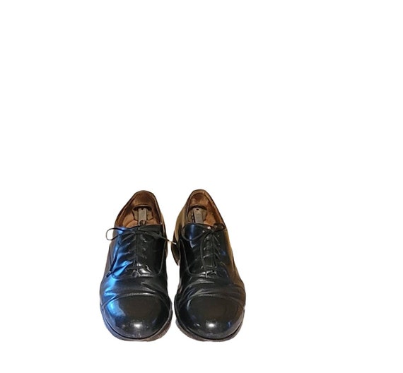 Men Vintage Black Leather Cap Toe Shoes By Boston… - image 3