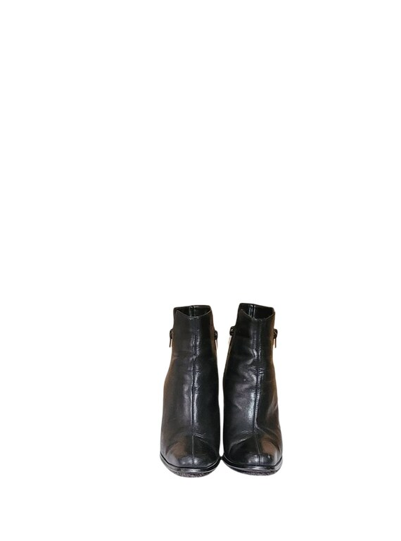 Women Vintage Black Leather Ankle Boots By Newpor… - image 3
