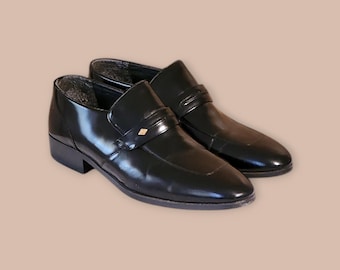Men Vintage Leather Black Loafers By Golden Shoe size EU41 US8