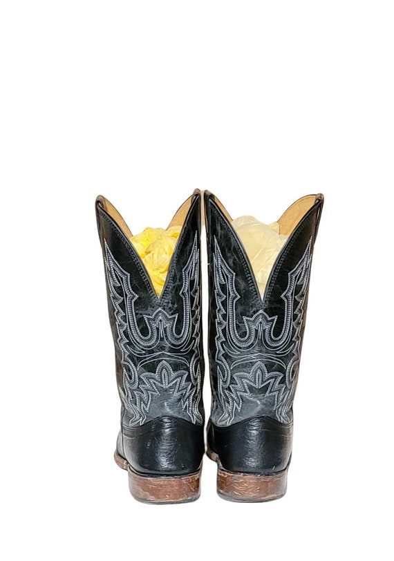 Vintage Men Black Leather Cowboy Boots By Cavende… - image 4