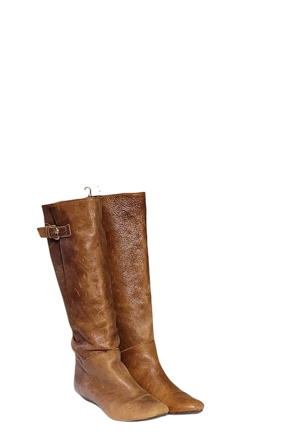 Women Vintage Leather Brown Tall Riding Boots By S