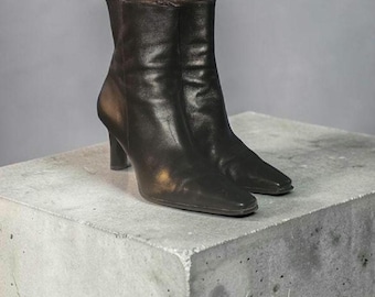 Women Vintage Leather Black Ankle Boots By Gianni Bini Size 10M