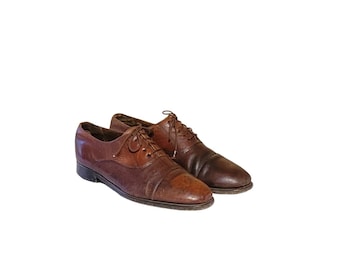Vintage Brown Leather Oxfords by Florsheim, Men's Size 9D