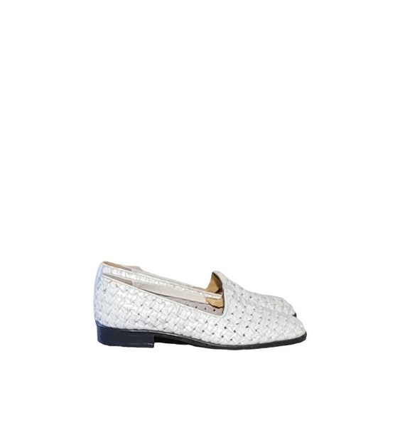 Women Vintage Leather White Woven Loafers By Ipan… - image 8