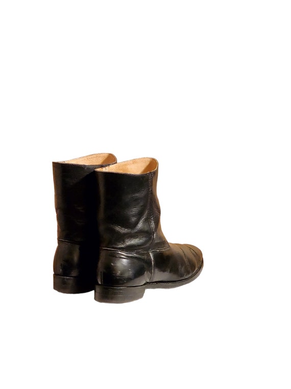 Men Vintage Leather Black Pull On Ankle Boots Siz… - image 6