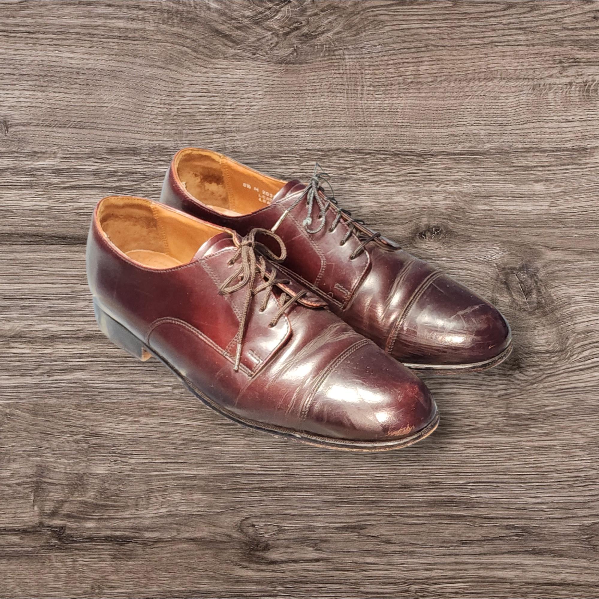 Men Vintage Leather Burgundy Cap Toe Oxfords By Bostonian Size 8.5M