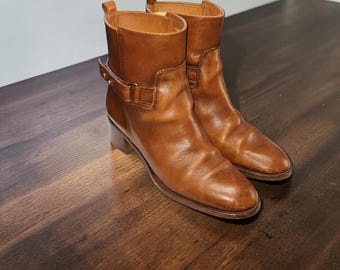 Women Vintage Leather Tan Ankle Boots By JCREW Size 9.