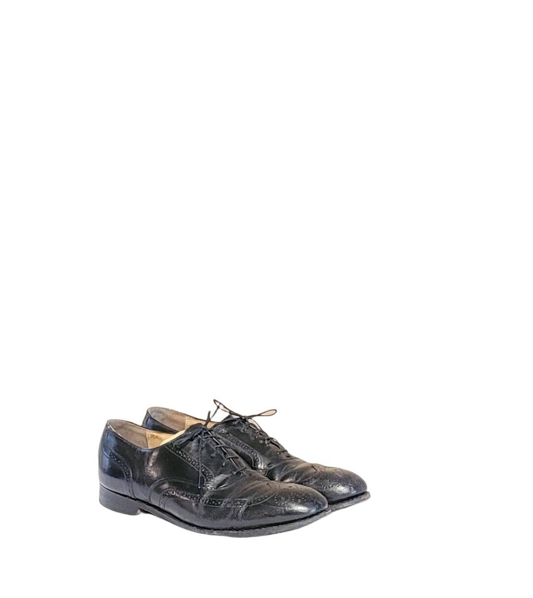 Vintage Johnston and Murphy Black Leather Wingtip Oxfords  display picture 1
