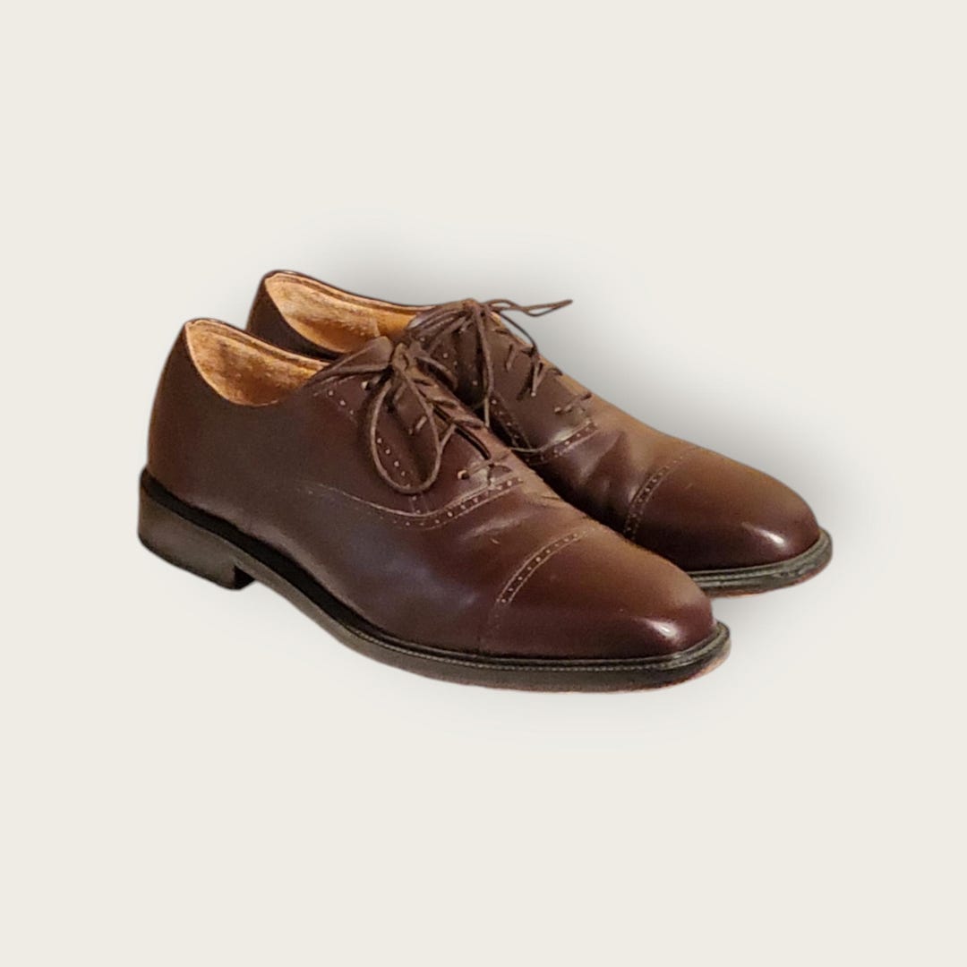 Vintage Mens 8.5 W DresSports Rockport Maroon Leather Oxford Dress Shoes Classic Rockport Size 8 1/2M Dressports Burgundy Oxford Men main image 3