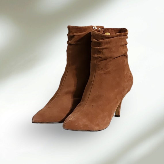 Women Vintage Suede Camel Colored Ankle Boots By Bell… - Gem