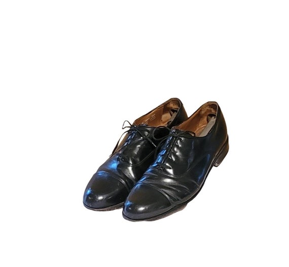 Men Vintage Black Leather Cap Toe Shoes By Boston… - image 2