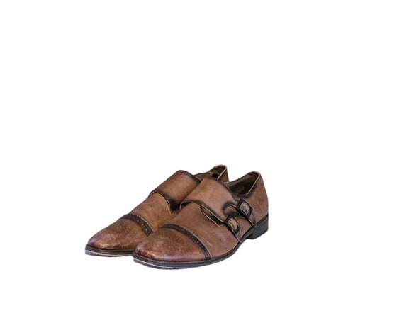 Vintage Brown Leather Buckle Dress Shoes, Asher Green Size 10 - Etsy Israel