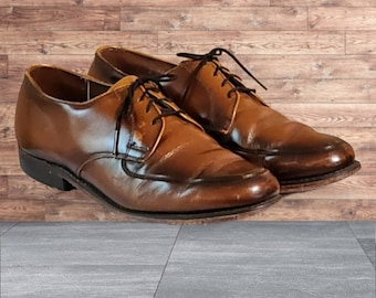 Vintage Brown Leather Oxfords, Men's Size 7 Dress Shoes