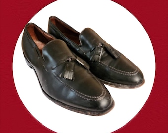 Vintage Allen Edmonds Black Leather Tassel Loafers, Men's Size 11.5