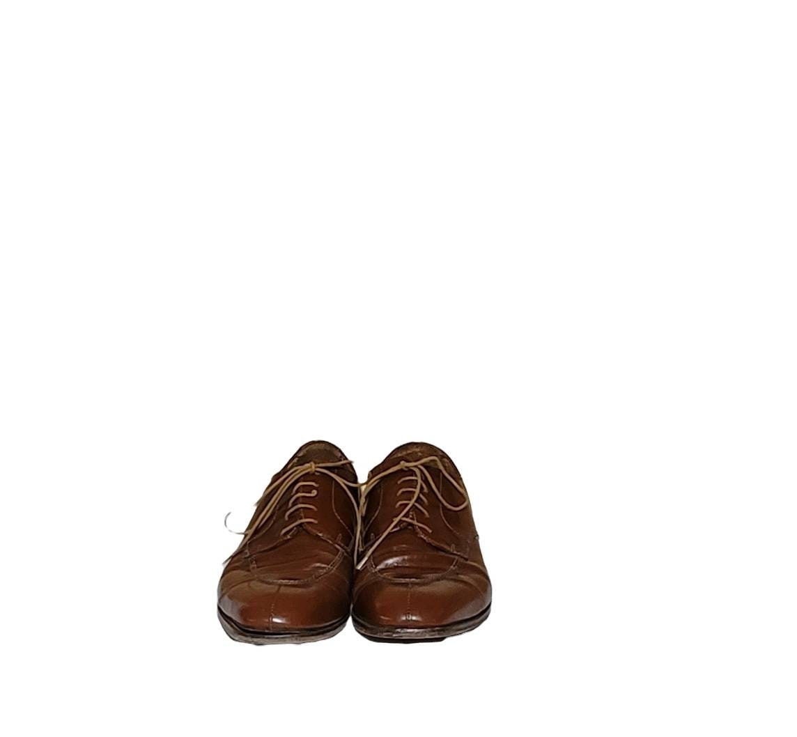 Vintage Nino Rossi Brown Leather Lace up Dress Shoes, Men display picture 1