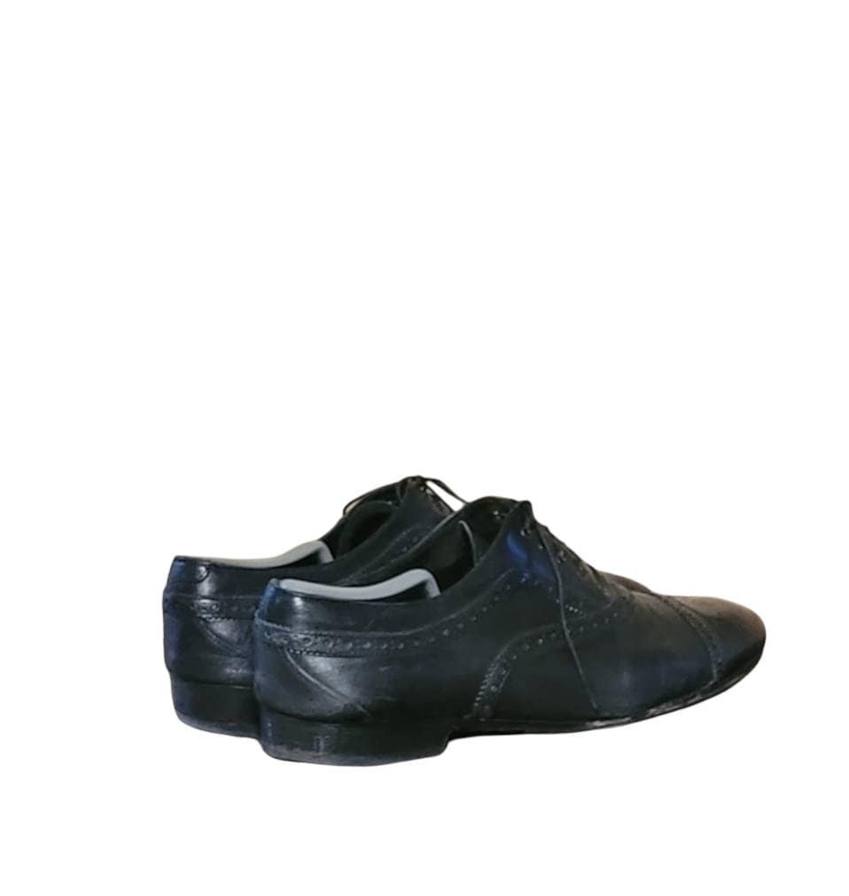 Vintage Salvatore Ferragamo Leather Oxfords, Black Dress  display picture 1