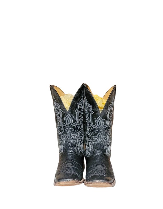 Vintage Men Black Leather Cowboy Boots By Cavende… - image 3