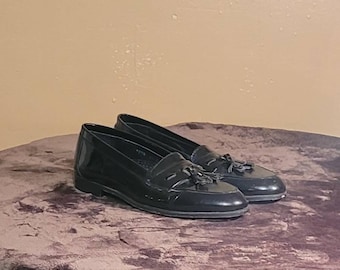 Men Vintage Black Leather Loafers By Stanley Blacker Size 9.5M/Men Dress Shoes/ Men Designer Shoes