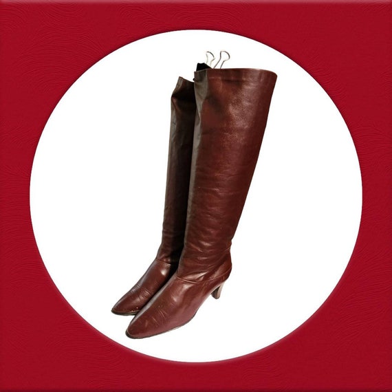 Women Vintage Leather Ox Blood Boots By Joyce Cal… - image 2