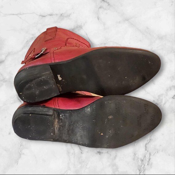 Women Vintage Leather Red Ankle Cowboy Boots by Franco Sarto Size 7M Etsy