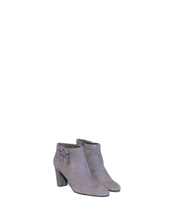 Vintage Women Suede Gray Ankle Booties By Bandoli… - image 1