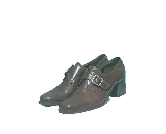 Women Vintage Leather Brown Buckley Shoes By Etie… - image 2