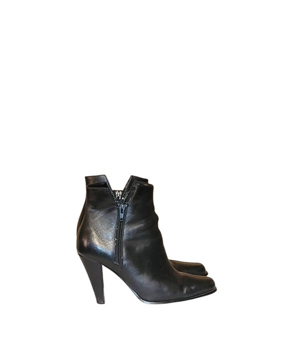 Women Vintage Black Leather Ankle Boots By Newpor… - image 6