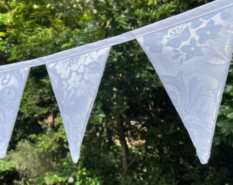 White Brocade Wedding Bunting