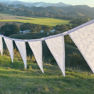 White Embroidered Cotton Wedding Bunting