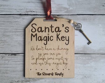Personalized Christmas Santa's Magic Key Sign With Bronze Key