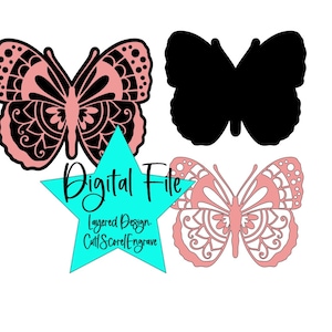 Butterfly Layered Cut File Glowforge, Butterfly SVG PNG, Butterfly Laser File- Digital Download Only