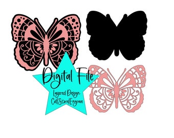 Butterfly Layered Cut File Glowforge, Butterfly SVG PNG, Butterfly Laser File- Digital Download Only