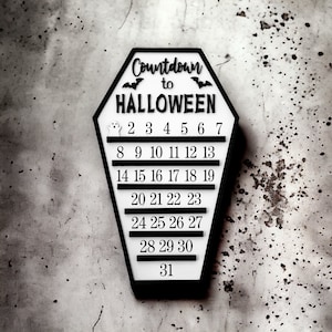 Countdown to Halloween Coffin Ghost Sign, Halloween Coffin Countdown to Halloween Decor
