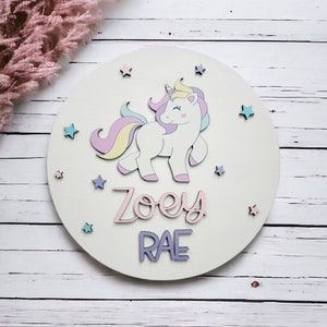 Einhorn personalisierte Kinder Namensschild, Benutzerdefinierte Kinderzimmer Einhorn-Dekor, Einhorn Namensschild, personalisierte Baby Kinderzimmer Einhorn-Dekor