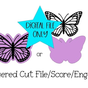 Simple Butterfly Layered Cut File Glowforge, Butterfly SVG, Butterfly Laser File- Digital Download Only