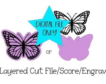 Simple Butterfly Layered Cut File Glowforge, Butterfly SVG, Butterfly Laser File- Digital Download Only