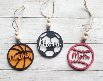 Baloncesto mamá mamá coche espejo encanto, fútbol mamá mamá coche encanto, béisbol mamá mamá coche encanto, deportes mamá coche espejo encanto