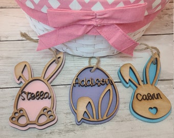 Cartellino personalizzato del cesto di Pasqua, Etichette del nome del cesto di Pasqua, Coniglietto Tag di Pasqua, Tag del cestino personalizzato
