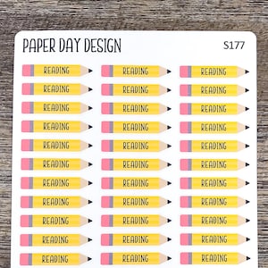 READING Pencil Label Stickers for Planners or Calendars [S177] - Etsy
