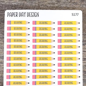 READING Pencil Label Stickers for Planners or Calendars [S177]