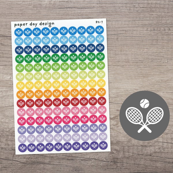 TENNIS Round Icon Planner / Calendar Stickers [R2-7]