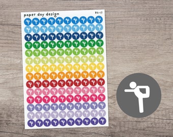 YOGA / STRETCHING Round Icon Planner / Calendar Stickers [R2-17]