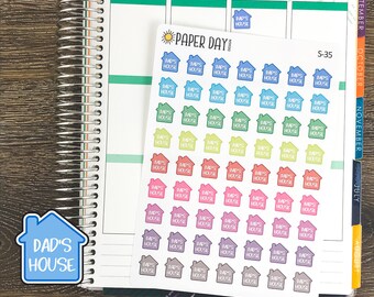 Dad&#39;s House Icon Stickers for Planners or Calendars White Text [S35]